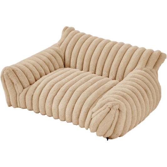Premium Corduroy Fleece Pet Sofa, Fluffy & Supportive, 30 inch, Removable Washable Cover for Small Medium Dogs