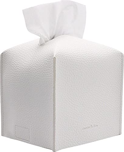 Tissue Box Cover, Refined Modern PU Leather Square Tissue Box Holder - Decorative Holder/Organizer for Bathroom Vanity Countertop, Night Stands, Office Desk & Car 5"X5"X5"