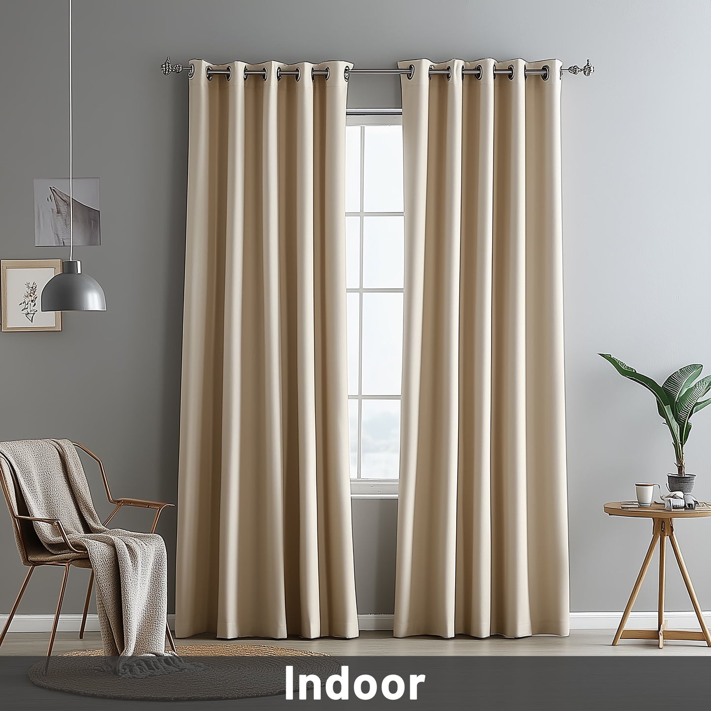 2PCS Outdoor Curtains for Patio, Waterproof Outside Curtains Premium Weatherproof Privacy Curtains for Porch Pergola Deck Backyard, Beige (Blackout),