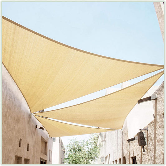 ColourTree Custom-sized Beige Triangle CTAPT10 Sun Shade Sail Canopy Mesh Fabric UV Block UPF50 Commercial Heavy Duty 190 GSM Durable HDPE Material