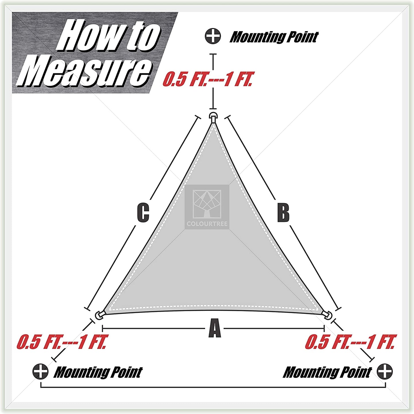 ColourTree Custom-sized Beige Triangle CTAPT10 Sun Shade Sail Canopy Mesh Fabric UV Block UPF50 Commercial Heavy Duty 190 GSM Durable HDPE Material