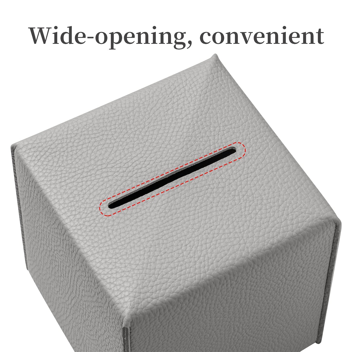 Tissue Box Cover, Refined Modern PU Leather Square Tissue Box Holder - Decorative Holder/Organizer for Bathroom Vanity Countertop, Night Stands, Office Desk & Car 5"X5"X5"